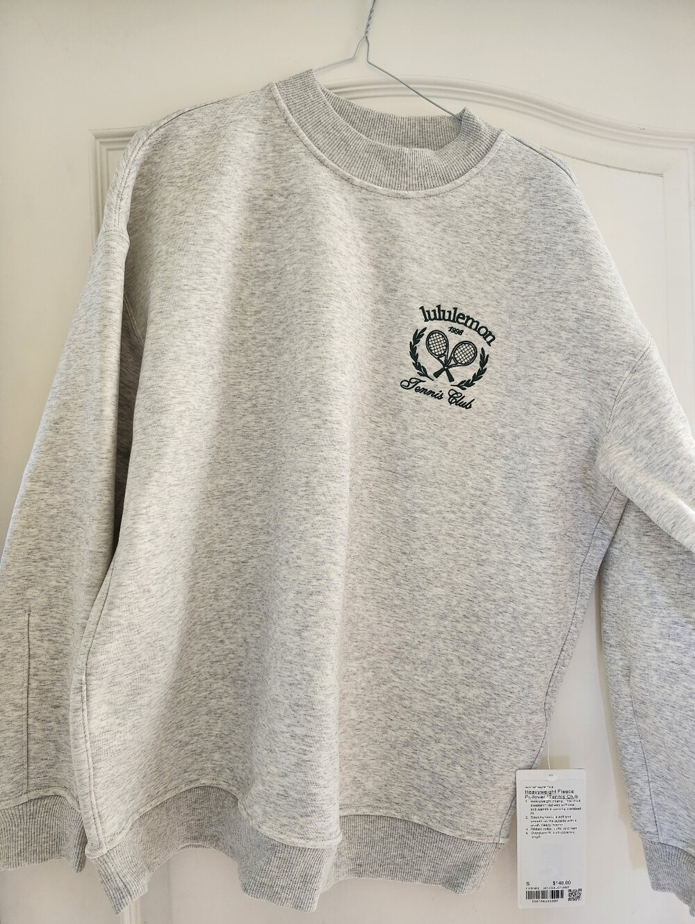 Lululemon Heather Gray Crewneck Heavyweight Sweatshirt - Tennis Club Logo